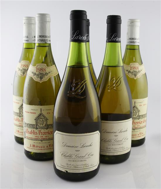 J Moreau & Fils Chablis 1er Cru Vau de Vay (3) and Domaine Laroche Chablis Grand Cru Les Bouguerots (3)